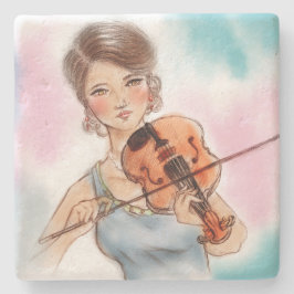Klassiskt Violin Dam Stone Underlägg, Vintage Art Underlägg Sten