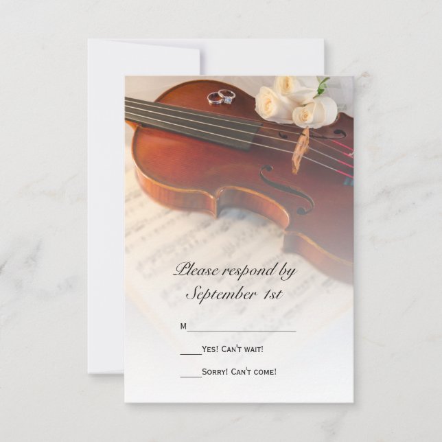 Klassiskt Violin- och Vit ros-Bröllop OSA-kort OSA Kort (Framsida)