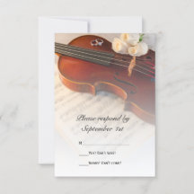 Klassiskt Violin- och Vit ros-Bröllop OSA-kort