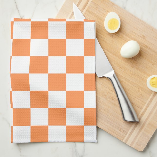 Klassiskt visuellt orange schackbräde  kökshandduk (Vikt i Fjärdedel)