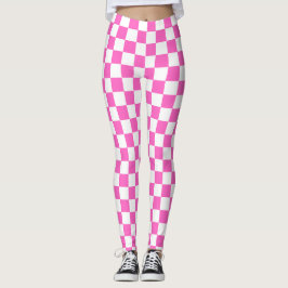 Klassiskt visuellt rosa rutigt mönster leggings
