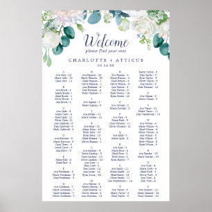 Klassiskt vita blommor Alfabetiskt sittningsschema Poster