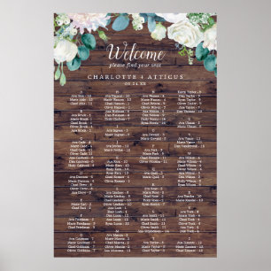 Klassiskt vita blommor Rustic alfabetisk sittning Poster