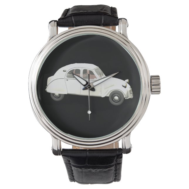Klassiskt vitt citroen 2CV Armbandsur (Framsida)