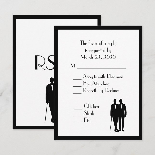 Klassiskt vitt från Groom och Groom Menu Bröllop O OSA Kort (Fram/baksida)