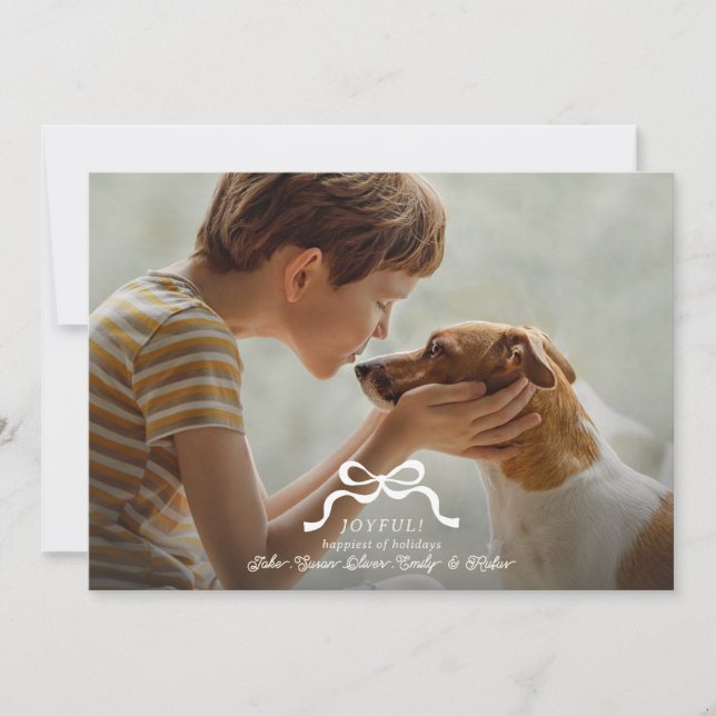 Klassiskt, vitt julomsbuckfoto julkort (Framsida)