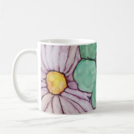 Klassiskt vitt kaffe mugg (Blommor Bläck 2)