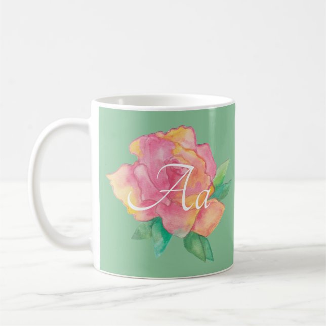 Klassiskt vitt kaffe mugg (Rosa Flower) (Vänster)