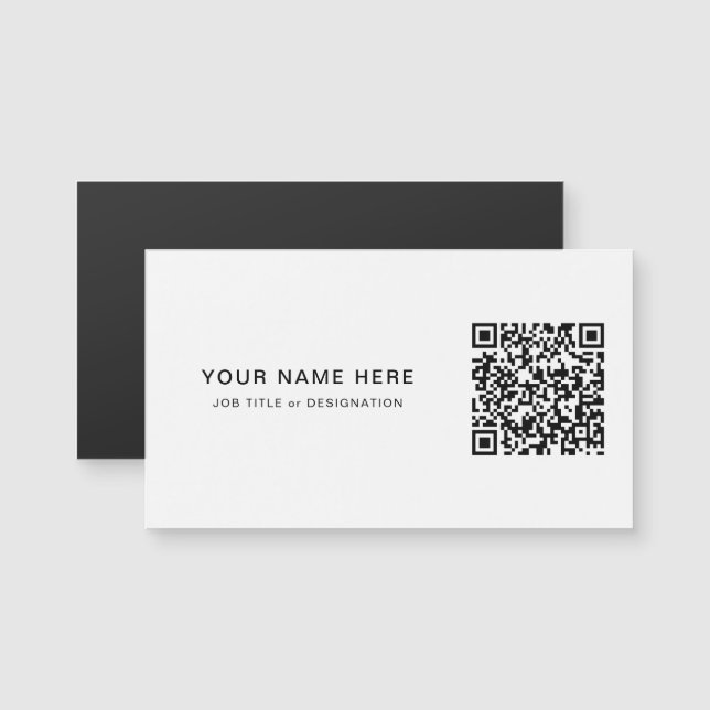 Klassiskt vitt Magnet-kort med Anpassningsbar QR o (Fram/baksida)