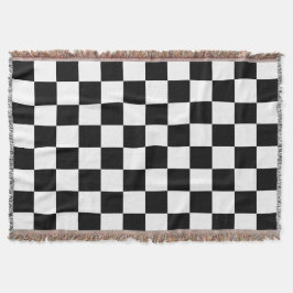 Klassiskt vitt med svart kvadrat Stil Filt