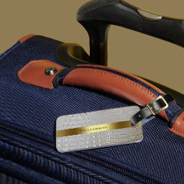 Klassiskt vitt reptildigitalt läder Guld Metall Bagagebricka