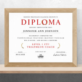 Klassiskt vitt rött examensbevis digitalt poster