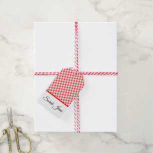 Klassiskt vitt rött Polka dots PERSONLIG NAMN Presentetikett