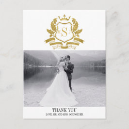 Klassiskt vykort för Vapensköld Bröllop Tack Guld