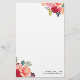 Klassiskt Watercolor Flowers Personlig Stationery Brevpapper