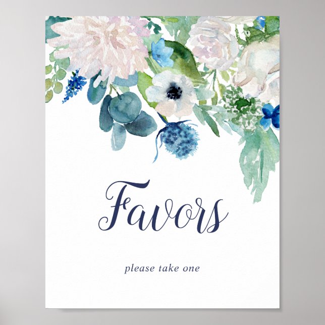 Klassiskt White Flowers-favoritskylt för bröllop Poster (Framsidan)