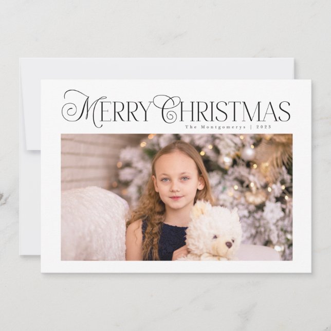 Klassiskt Winter Blue-Helgdag-multifoto-kort Julkort (Framsida)