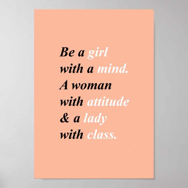 Klasskvinna citat. Girly poster (Framsidan)