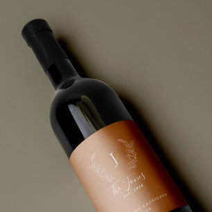 Klassmall för Monogram-familjen namn elegant Vinflaska Etikett