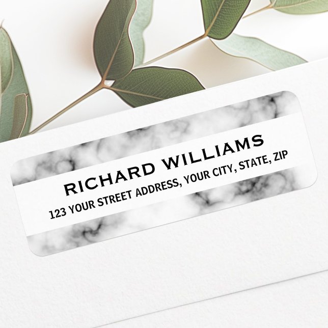 Klassmarmor returadress etikett (Classy marble return address label)