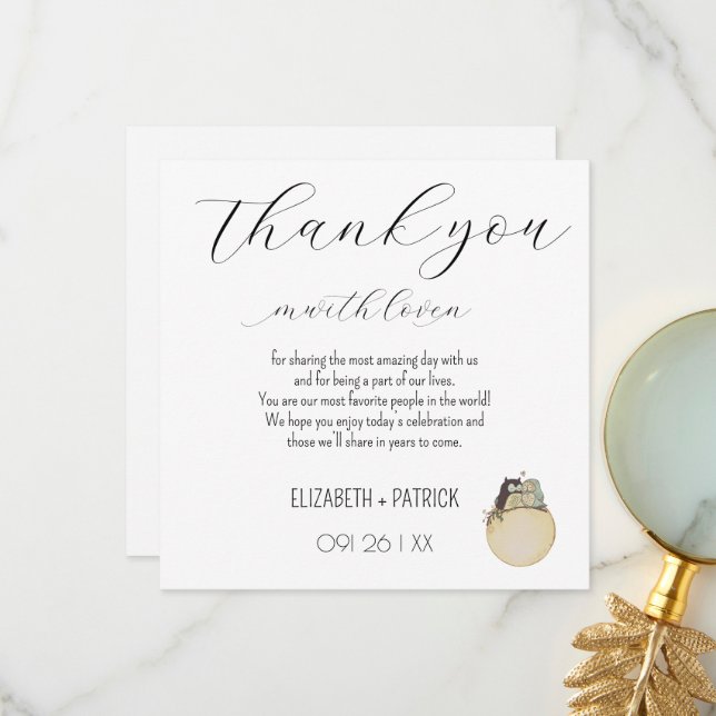 Klassminimalist ,uggla i kärlek tack kort (Fram/Back In Situ)