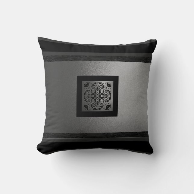 Klassmodern fyllning/BLK&Silver-design 1 Kudde (Framsida)