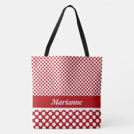 Klassnamn Red & White Polka Dot Tote Bag Tygkasse
