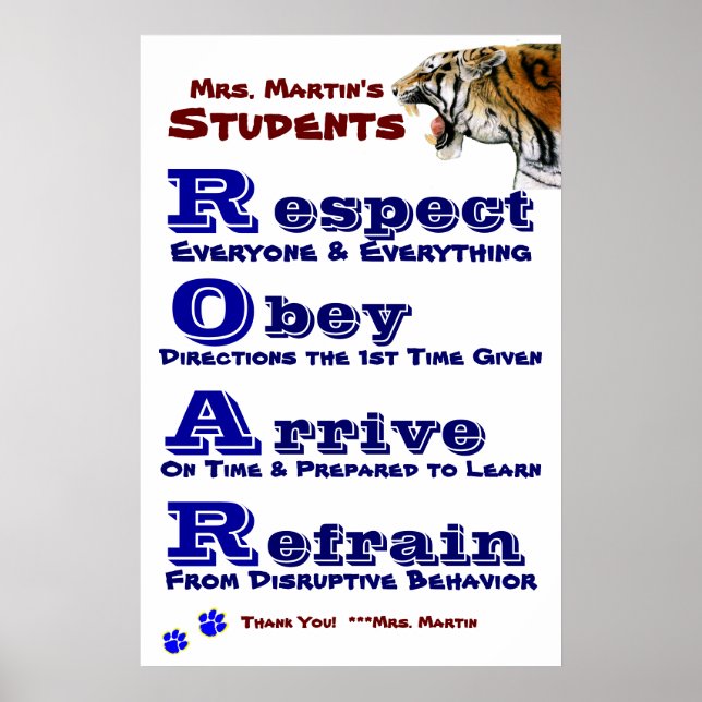 Klassriktlinjer/Regler Poster (Framsidan)