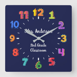 Klassrum för färglöst nummer med eget namn Lärare Fyrkantig Klocka