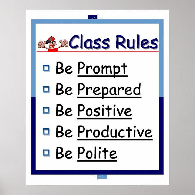 Klassrum Regler: 5 P Poster (Framsidan)