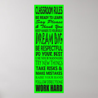 Klassrum Regler Poster (Lime Green), 12 x 36 tum