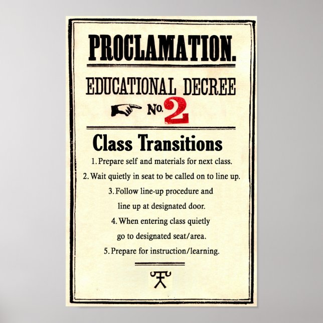 Klassrum Regler Proclamation Education Decreto 2 Poster (Framsidan)