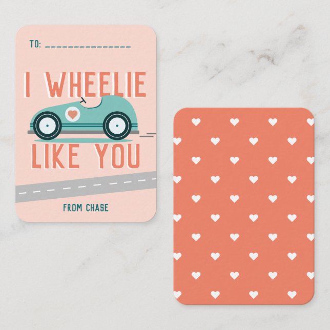 Klassrum Valentindagen Tävling-hjulkortet för bil Anteckningskort (Fram/baksida)