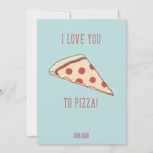 Klassrum Valentine Kärlek You Pizza Card Inbjudningar (Framsida)