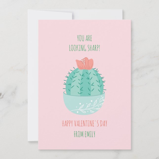 Klassrum Valentine Succulent Cactus Card Inbjudningar (Framsida)