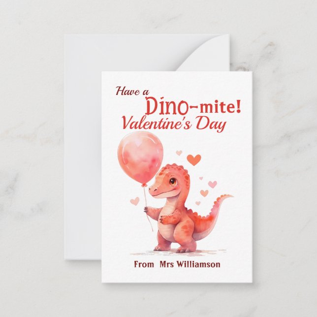 Klassrummet Kids Dino-Mite Valentines day Anteckningskort (Framsida)