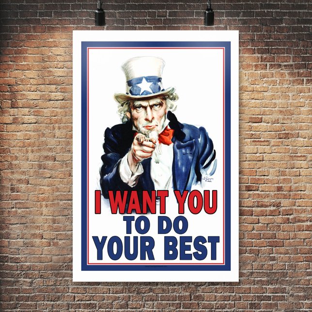 Klassrummet Poster: Jag vill att du gör ditt bästa Poster (Uncle Sam Classroom Poster)