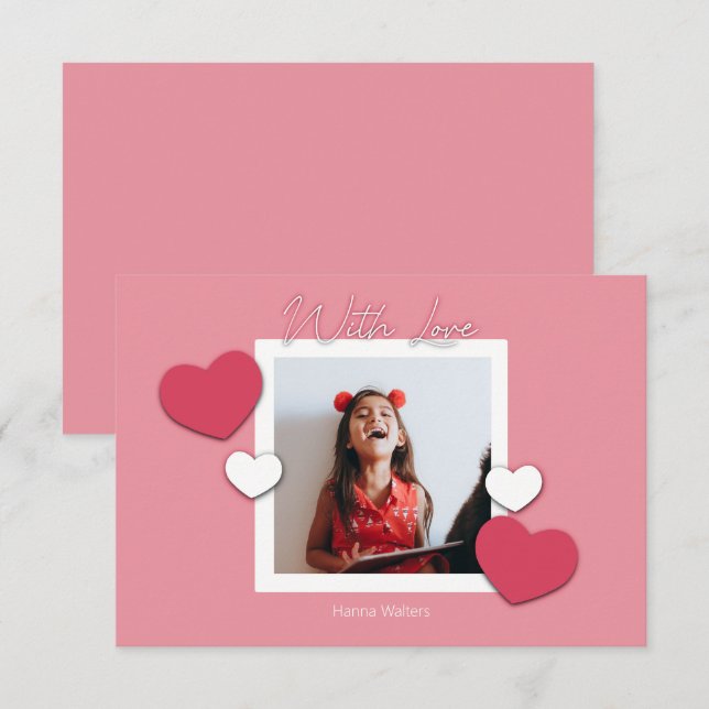 Klassrummets Valentineser Heart Ram Photo Card Tack Kort (Fram/baksida)