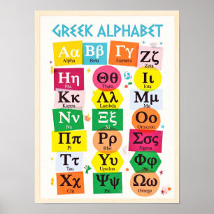 Klassrums grekiska alfabetet för barn Bokstävern Poster