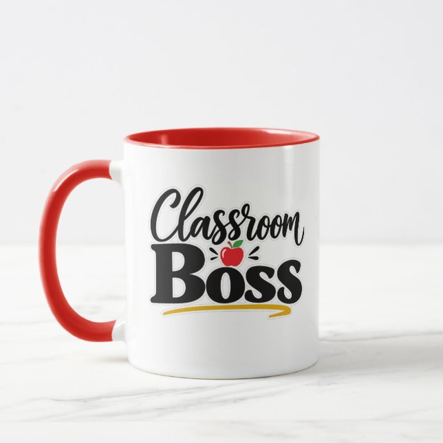 Klassrumsboss Rolig Lärare Äpple Typografi Mugg (Vänster)