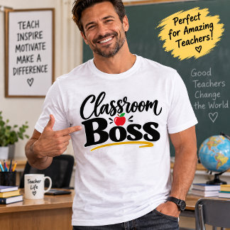 Klassrumsboss Rolig Lärare Äpple Typografi T Shirt