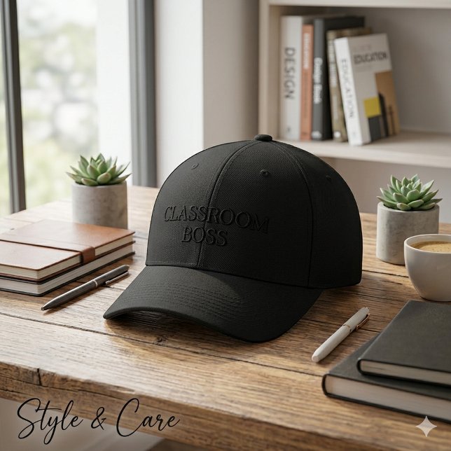 Klassrumsboss Text Märk Ren Modern Design Broderad Keps (CLASSROOM BOSS Text Mark Clean Modern Design Embroidered Baseball Cap)