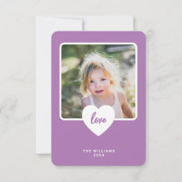 Klassrumsfoto med lila hjärlek Alla hjärtans dag-k Tack Kort