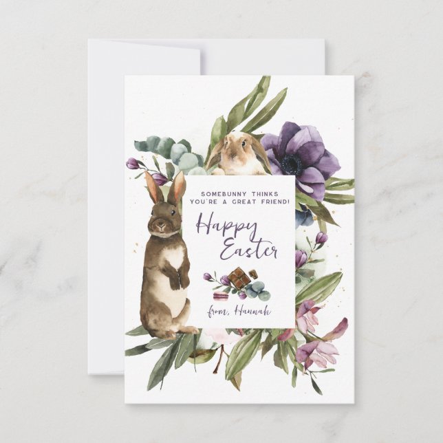 Klassrumskort för Bunny Friend Kids Påsk Anteckningskort (Framsida)