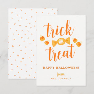 Klassrumskort för bus eller godis Halloween Inbjudningar