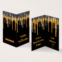 Klassrumskort MINI Glitter Orange Happy halloween