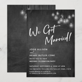 Klassrumsplanschen Edison-ljus Modernt Vi gifte os Inbjudningar