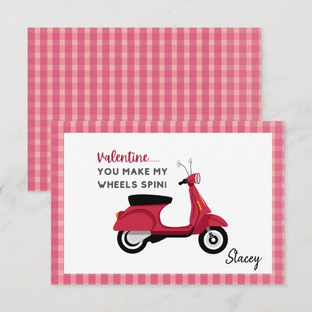 Klassrumsvalentin Rosa "Du får mina hjul att snurr (Fram/baksida)