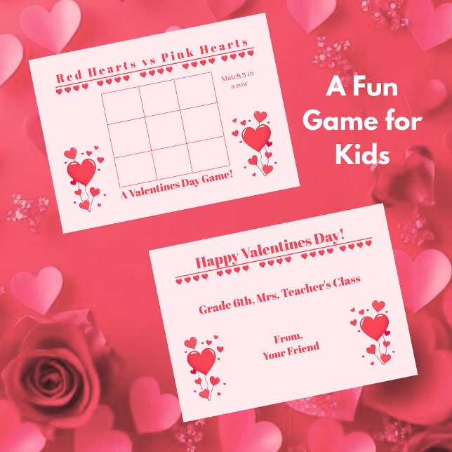Klassrumsvalutanlek - 3 i rad anteckningskort (Classroom Valentine's Day Card Game-3 in a Row )