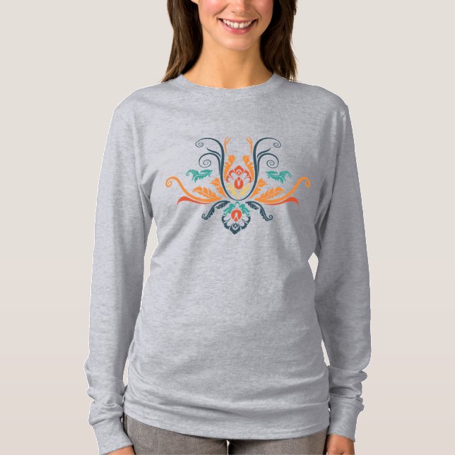 Klassskada geometrisk Flora med Grenar T Shirt (Framsida)
